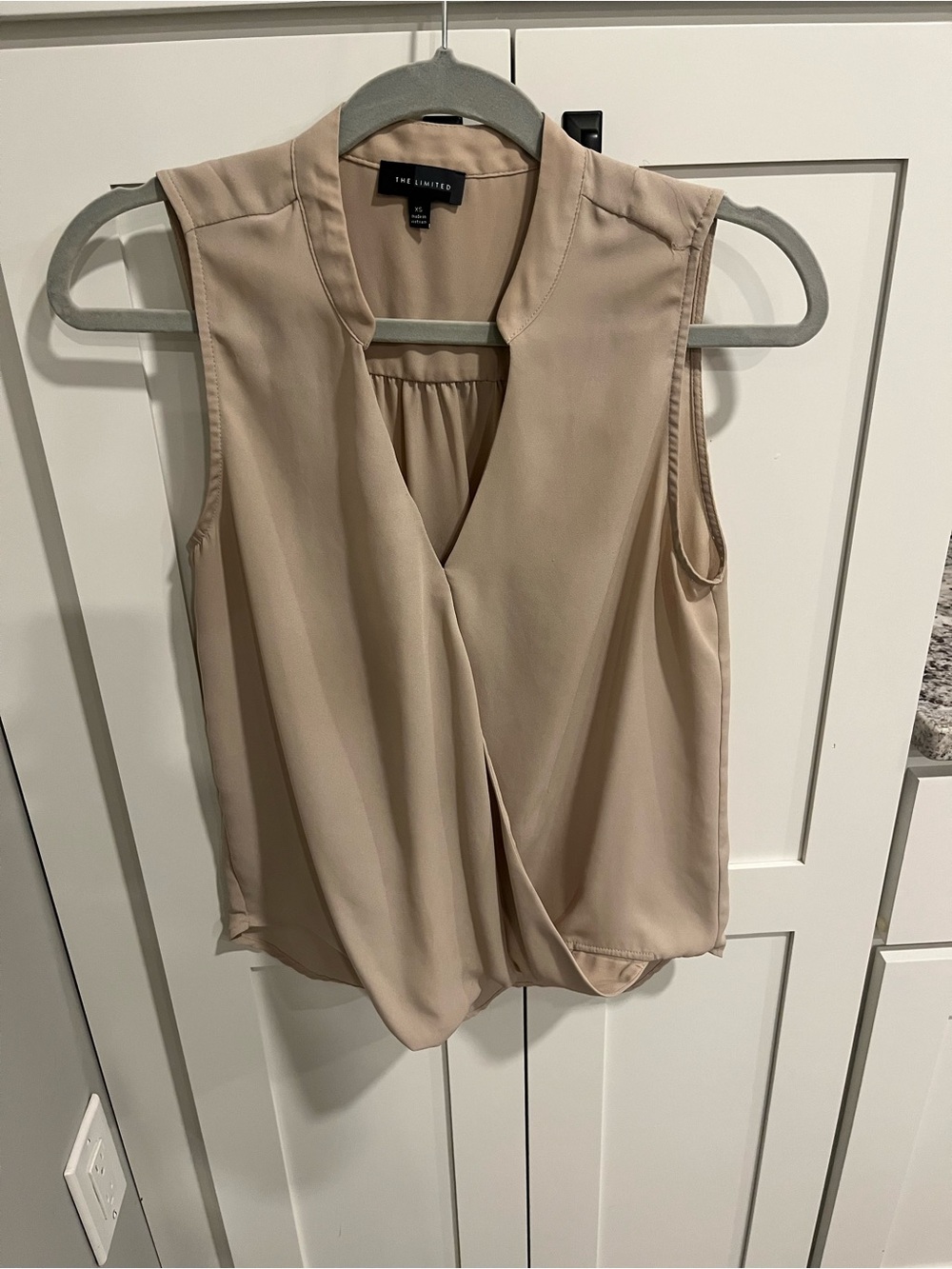 The Limited Sleeveless Draped V-Neck Camisole — Beige